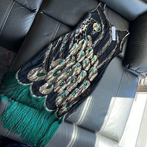 Peacock design flapper dress never worn new with tags